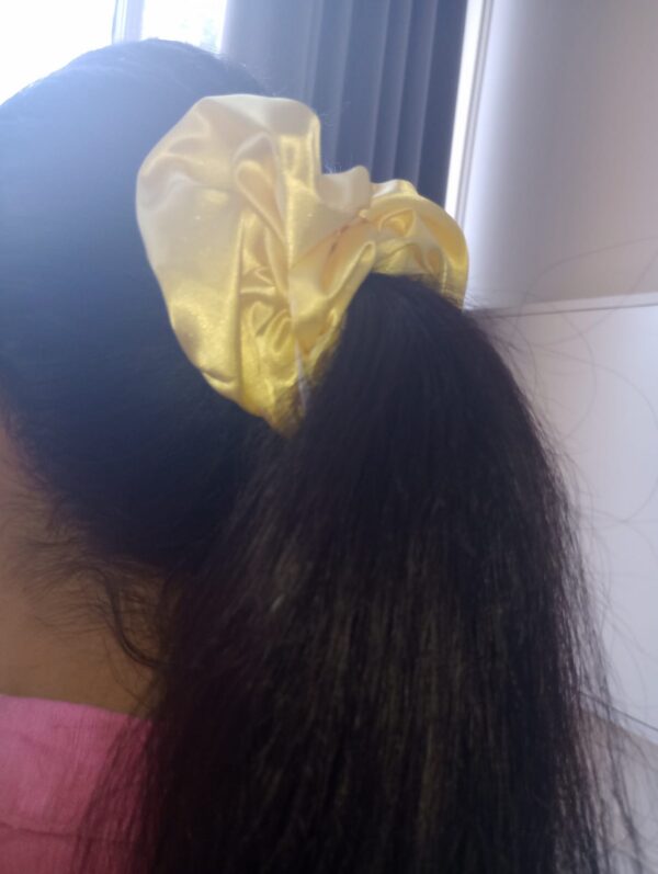 Yellow silk scrunchie